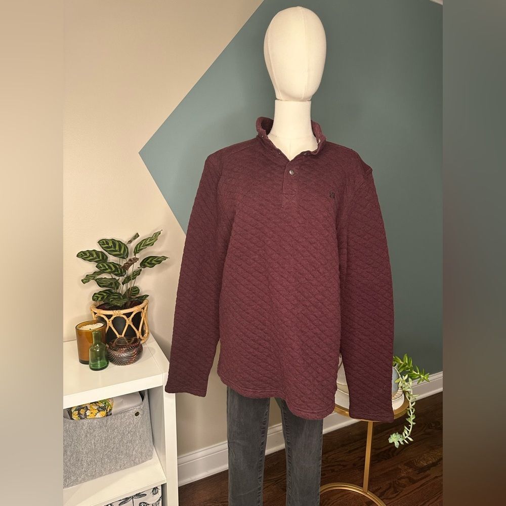 Avalanche Outdoor Quilted Burgundy Pullover Cozy Cotton Blend, Snap Front Large - Picture 2 of 11